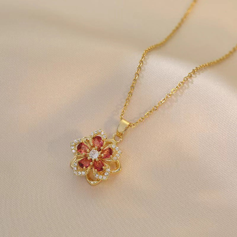 🌸 Bauhinia Zirkoon Ketting – Draaiend, Stijlvol en Sprankelend