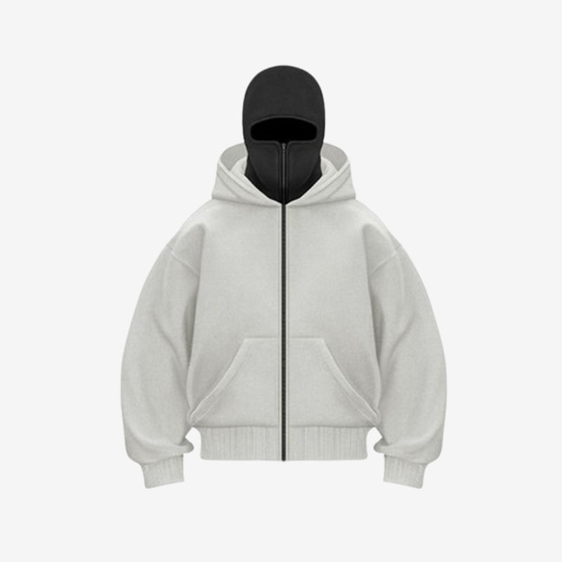 Hoodie met dubbele kap en rits