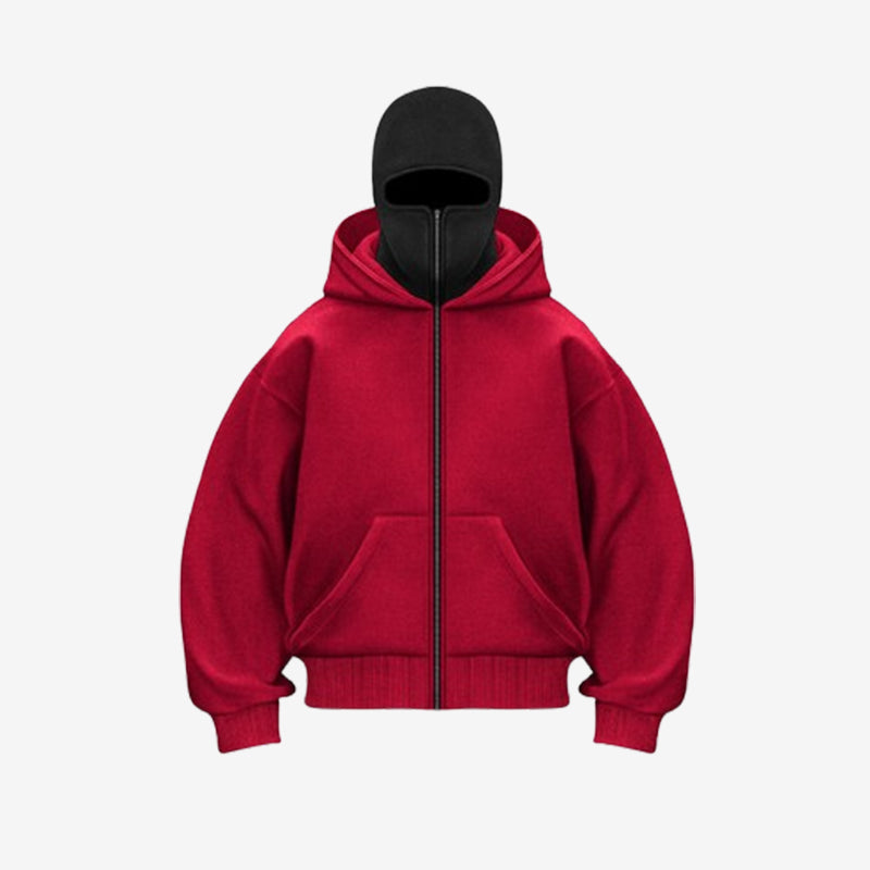 Hoodie met dubbele kap en rits