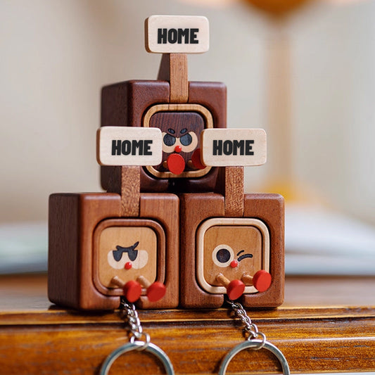Wooden Creative Packaging Magnetic Keychain