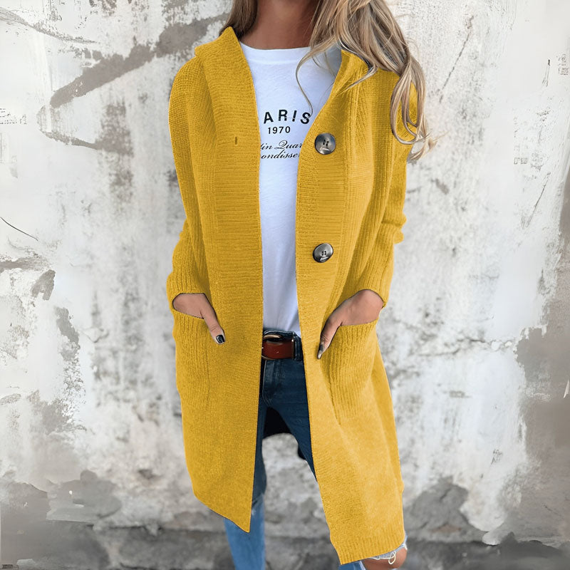 🍂 Warme lange gebreide vest met capuchon – Herfst & Winter