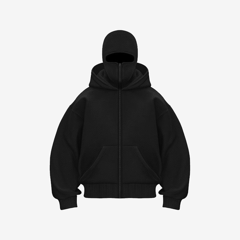 Hoodie met dubbele kap en rits