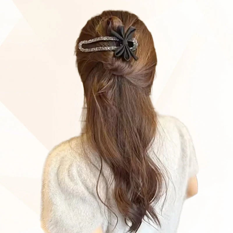 Fonkelende elegante zwarte strik haarclips