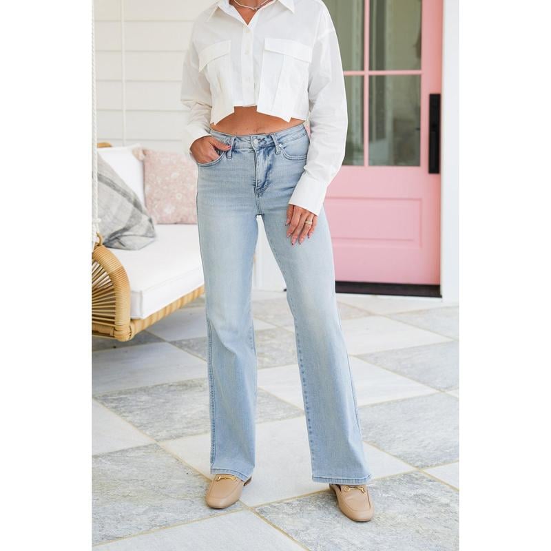 LAATSTE DAGVERKOOP 49% UIT💥 Vintage Wash Plus-Size Jeans - Elastische, rechte pijp en billenlichtende pasvorm/Vintage Wash Plus-Size Jeans