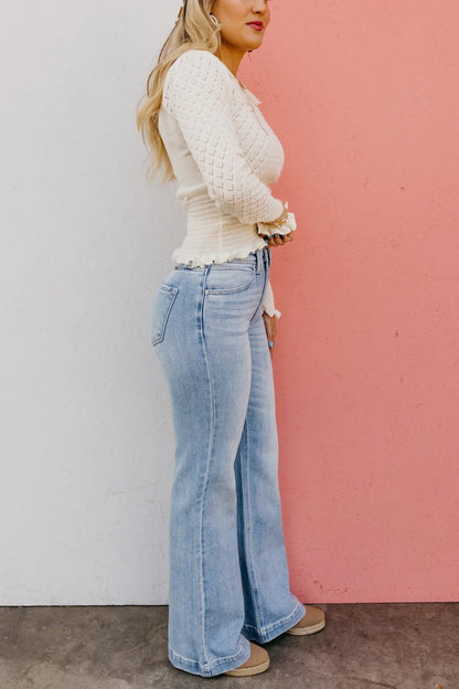 LAATSTE DAGVERKOOP 49% UIT💥 Vintage Wash Plus-Size Jeans - Elastische, rechte pijp en billenlichtende pasvorm/Vintage Wash Plus-Size Jeans