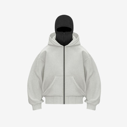 Hoodie met dubbele kap en rits