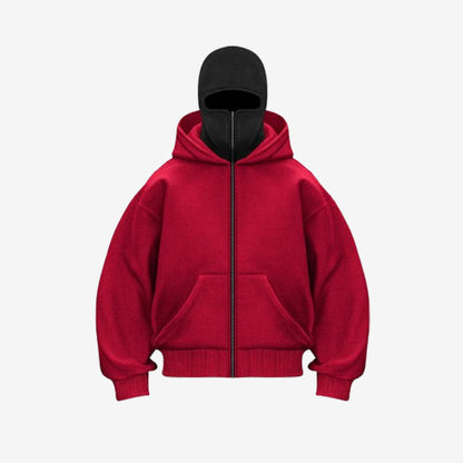 Hoodie met dubbele kap en rits