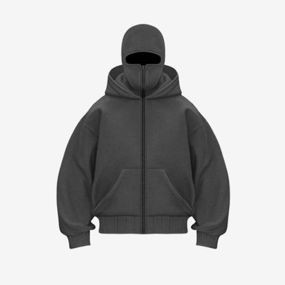 Hoodie met dubbele kap en rits