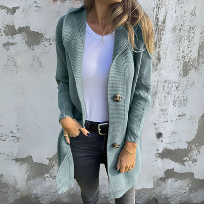 🍂 Warme lange gebreide vest met capuchon – Herfst & Winter