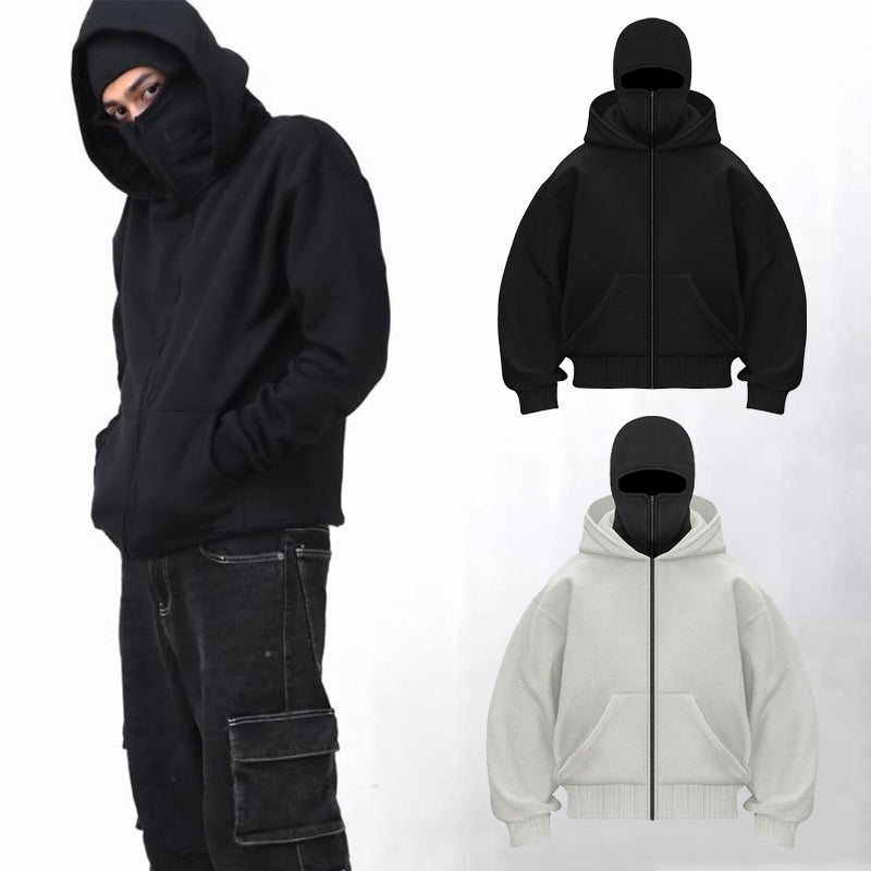 Hoodie met dubbele kap en rits