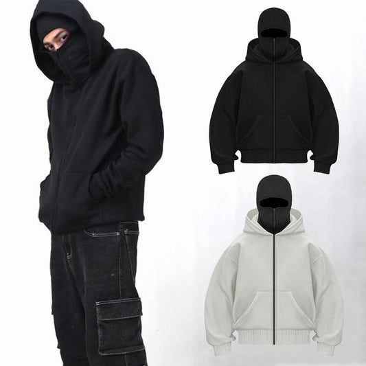 Hoodie met dubbele kap en rits