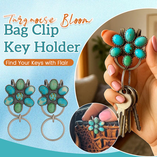 🌼 Turquoise Bloom Bag Clip Key Holder - Vind uw sleutels met flair