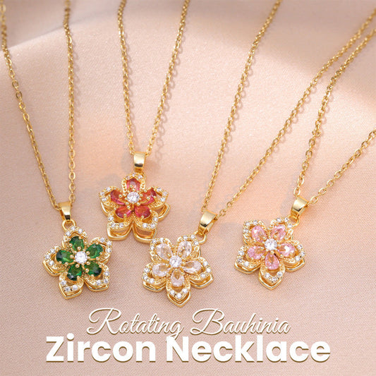 🌸 Bauhinia Zirkoon Ketting – Draaiend, Stijlvol en Sprankelend