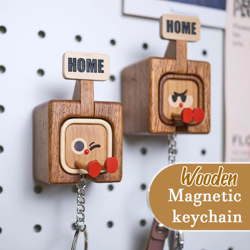 Wooden Creative Packaging Magnetic Keychain