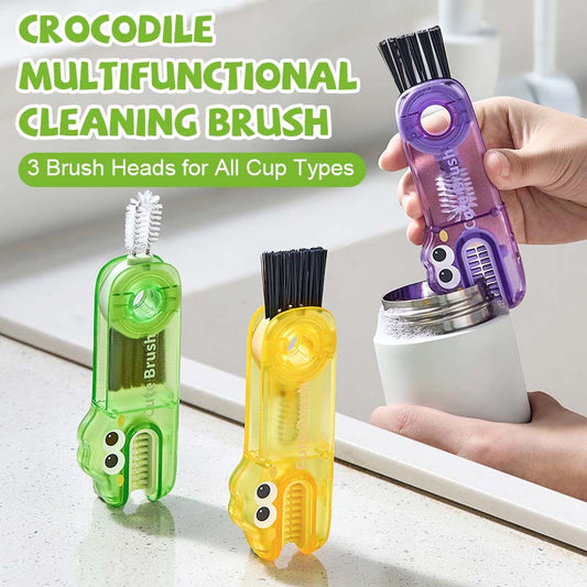 🐊 Multifunctionele krokodillenborstel - 3 borstelkoppen voor alle soorten kopjes