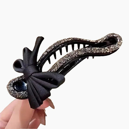 Fonkelende elegante zwarte strik haarclips