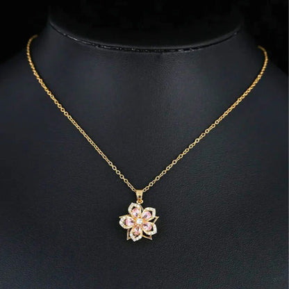 🌸 Bauhinia Zirkoon Ketting – Draaiend, Stijlvol en Sprankelend