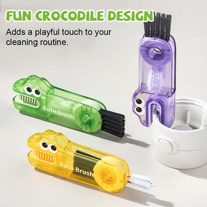 🐊 Multifunctionele krokodillenborstel - 3 borstelkoppen voor alle soorten kopjes