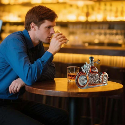 🏍️ Glazen Motorfiets Wijnfles – Perfect voor Bar & Cadeau