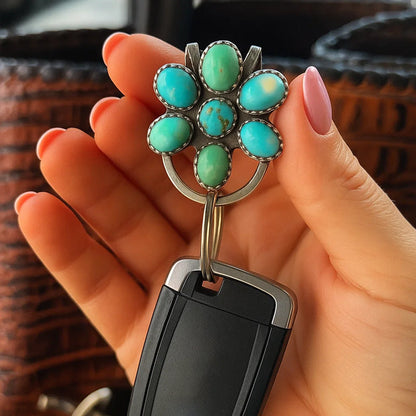 🌼 Turquoise Bloom Bag Clip Key Holder - Vind uw sleutels met flair