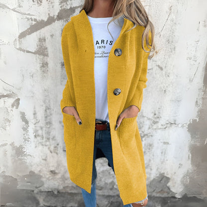 🍂 Warme lange gebreide vest met capuchon – Herfst & Winter