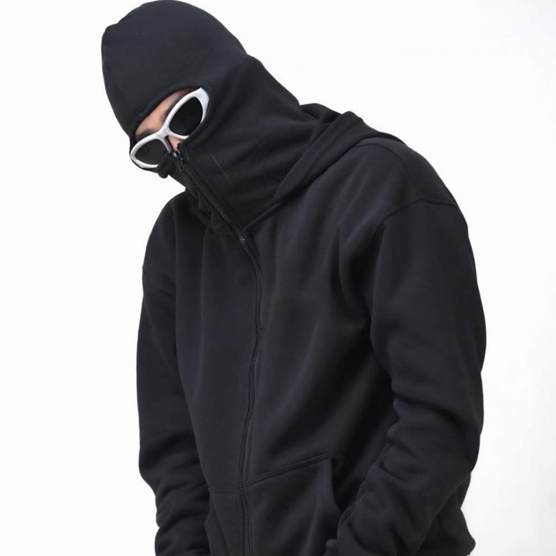 Hoodie met dubbele kap en rits