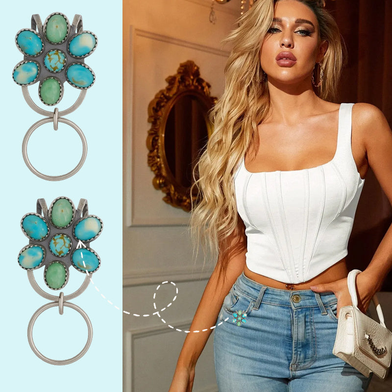 🌼 Turquoise Bloom Bag Clip Key Holder - Vind uw sleutels met flair