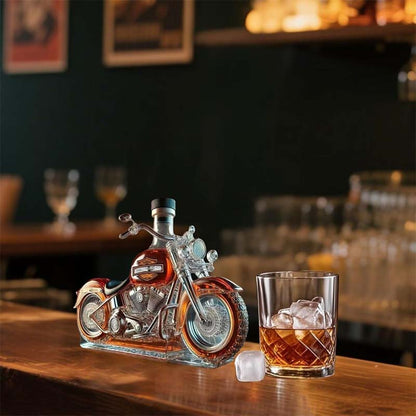 🏍️ Glazen Motorfiets Wijnfles – Perfect voor Bar & Cadeau