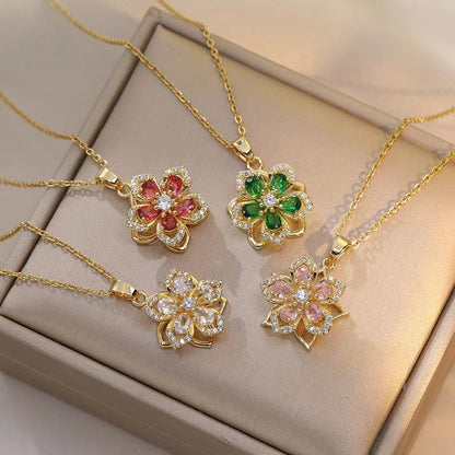 🌸 Bauhinia Zirkoon Ketting – Draaiend, Stijlvol en Sprankelend