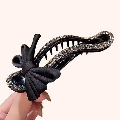 Fonkelende elegante zwarte strik haarclips