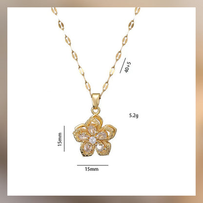 🌸 Bauhinia Zirkoon Ketting – Draaiend, Stijlvol en Sprankelend