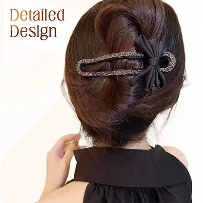 Fonkelende elegante zwarte strik haarclips