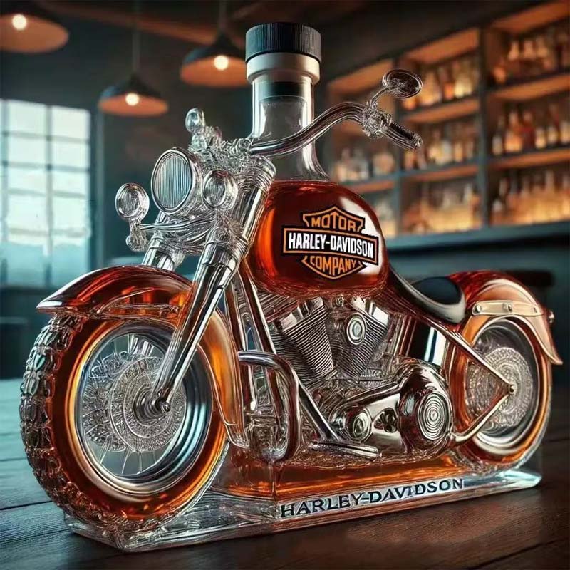 🏍️ Glazen Motorfiets Wijnfles – Perfect voor Bar & Cadeau