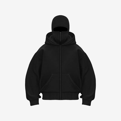 Hoodie met dubbele kap en rits