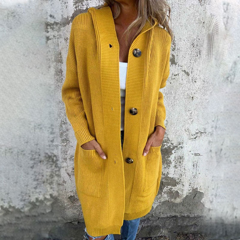 🍂 Warme lange gebreide vest met capuchon – Herfst & Winter