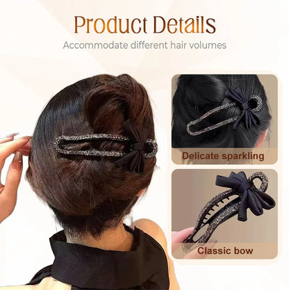 Fonkelende elegante zwarte strik haarclips