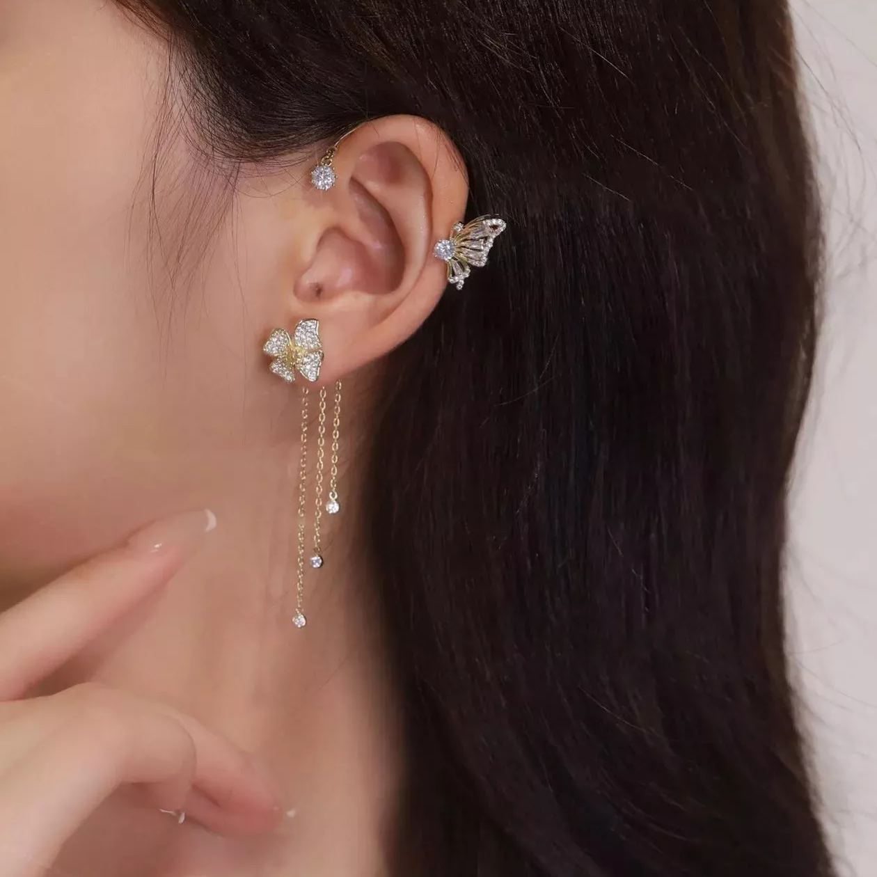 ✨🦋 Zirkonia oorbellen met vlinderpoo💖✨